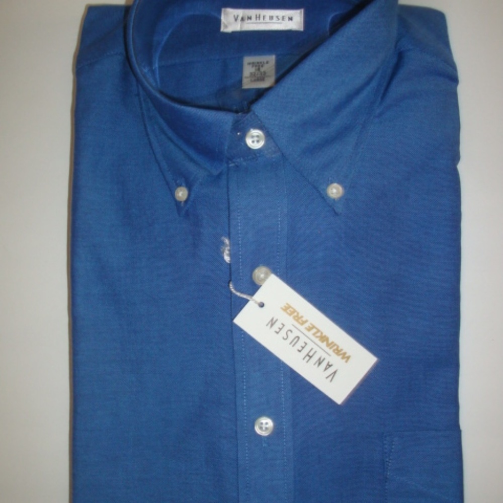 Van Heusen WF Oxford Dress Shirt Blue L 16 32/33
